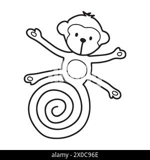 Disegno Monkey Outline Illustrazione Vettoriale