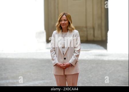 Italia, Roma, 11 aprile 2024 : il primo Ministro Giorgia Meloni riceve Charles Michel, Presidente del Consiglio europeo foto © Stefano Carofei/sintesi/Alamy Live News Foto Stock