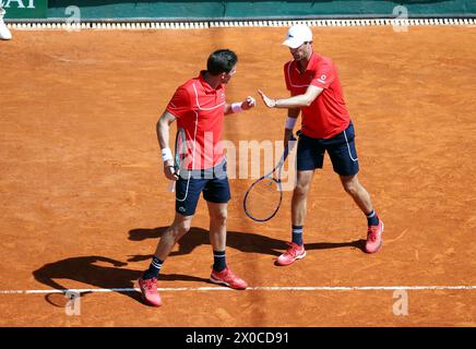 Roquebrune Cap Martin, Francia. 11 aprile 2024. © PHOTOPQR/NICE MATIN/Jean Francois Ottonello ; Roquebrune-Cap-Martin ; 11/04/2024 ; ROLEX MONTE-CARLO MASTERS HUITIEMES - doppio - Nicolas Mahut et Edouard Roger-Vasselin crediti: MAXPPP/Alamy Live News Foto Stock