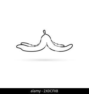 icona a forma di banana nera a linee sottili Illustrazione Vettoriale