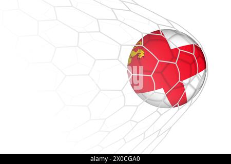 Palla da calcio Sark flag in rete. Illustrazione dello sport vettoriale. Illustrazione Vettoriale