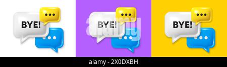 Ciao tag. Messaggio di abbandono o di addio. Icone 3d del fumetto vocale della chat. Vettore Illustrazione Vettoriale