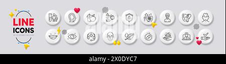 Icone schermo, analisi mediche e linee termometriche elettroniche. Per applicazioni Web, stampa. Icone 3d con pulsanti bianchi. Vettore Illustrazione Vettoriale