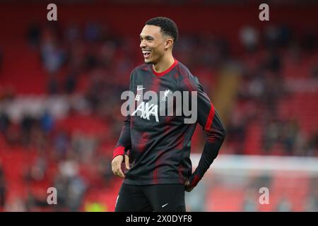 Liverpool, Regno Unito. 11 aprile 2024. Liverpool, Inghilterra, 11 aprile 2024: Trent Alexander-Arnold (66 Liverpool) riscaldamento durante la partita UEFA Europa League tra Liverpool e Atalanta ad Anfield a Liverpool, Inghilterra (Alexander Canillas/SPP) credito: SPP Sport Press Photo. /Alamy Live News Foto Stock