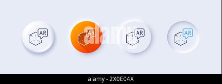 Icona linea realtà aumentata. Segnale di simulazione VR. cubo 3d. Icone di linea. Vettore Illustrazione Vettoriale