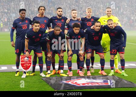 I giocatori di Lille si mettono in posa per una foto della squadra prima della partita di andata e ritorno dei quarti di finale della UEFA Conference League a Villa Park, Birmingham. Data foto: Giovedì 11 aprile 2024. Foto Stock