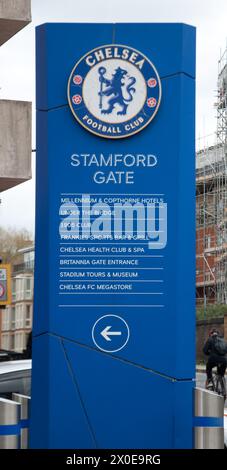 Stamford Gate, Chelsea Football Club Stadium, Stamford Bridge, Fulham Broadway, Chelsea, The Royal Borough di Knightsbridge e Chelsea, Londra, Regno Unito Foto Stock