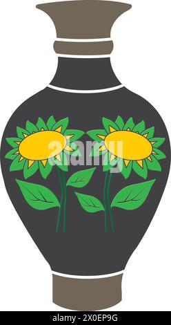 design del logo dell'illustrazione vettoriale dell'icona del vaso in ceramica Illustrazione Vettoriale