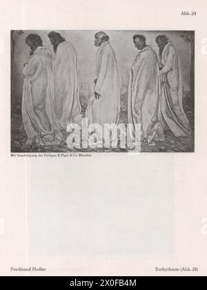 Un catalogo d'arte tedesco principalmente Ferdinand Hodler e Paul Cézanne e alcuni altri artisti come Oscar Kokoschka, Rubens, Rembrandt... ecc. del famoso artista e professore di storia dell'arte presso le università di Heidelberg, Strasburgo e Monaco Fritz Burger. / Iconico dipinto di Ferdinand Hodler Foto Stock