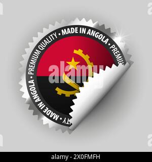 Realizzato in Angola grafica ed etichetta. Elemento di impatto per l'uso che si desidera fare di esso. Illustrazione Vettoriale