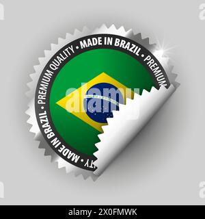 Realizzato in Brasile con grafica ed etichetta. Elemento di impatto per l'uso che si desidera fare di esso. Illustrazione Vettoriale