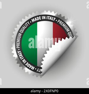 Grafica ed etichetta Made in Italy. Elemento di impatto per l'uso che si desidera fare di esso. Illustrazione Vettoriale