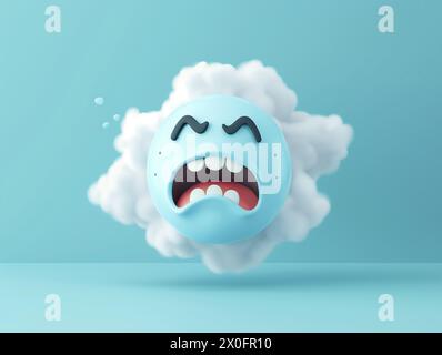 Smilie Face Angry cloud emoji 3d render Happy Foto Stock