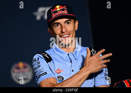 Austin, Stati Uniti. 11 aprile 2024. Conferenza stampa ed eventi prima del Gran Premio Red Bull MotoGP di Las Americas al Las Americas Circuit, Austin, Texas, 11 aprile 2024 nella foto: Marc Marquez Rueda de prensa y eventos previos al Gran Premio de Las Americas en el circuito de Las Americas, Austin, Texas. 11 de Abril de 2024 POOL/ MotoGP.com/Cordon Press Images sarà solo per uso editoriale. Credito obbligatorio: © motogp.com credito: CORDON PRESS/Alamy Live News Foto Stock