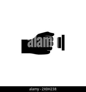 Icona vettoriale piatta campanello portiera premendo un dito. Simbolo solido semplice isolato su sfondo bianco Illustrazione Vettoriale