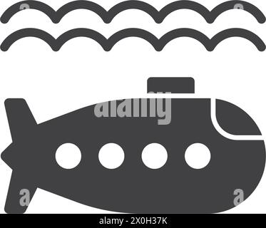 Icona del sottomarino in stile piatto. Illustrazione vettoriale Bathyscaphe su sfondo isolato. Concetto di business della segnaletica di trasporto. Illustrazione Vettoriale