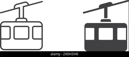 Funivia in stile piatto. Illustrazione vettoriale funicolare su sfondo isolato. Il concetto di business della gondola. Illustrazione Vettoriale