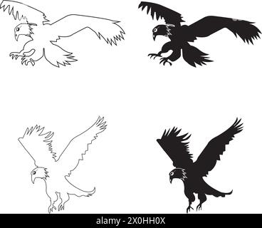illustrazione vettoriale del design dell'icona dell'aquila volante Illustrazione Vettoriale
