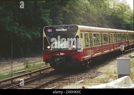 Il 31 maggio 1992, la vecchia linea Wannsee-Oranienburg della S-Bahn è tornata in funzione chiudendo il divario tra Frohnau e Hohen Neuendorf. [traduzione automatizzata] Foto Stock