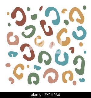 Squiggles retrò, motivo leopardo infantile Illustrazione Vettoriale