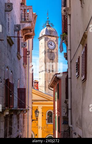 Centro storico di Labin di giorno, Istria, Croazia Foto Stock