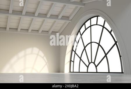 Grande appartamento mansardato con finestre ad arco Foto Stock
