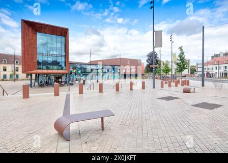 La Cité internationale de la gastronomie et du vin, facciata della casa, architettura, visita della città, Digione, dipartimenti Cote-d'Or, Francia, Europa, Foto Stock