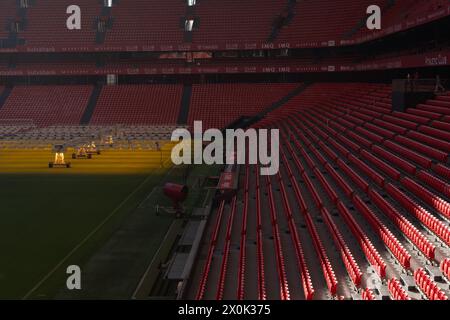 Bilbao, Biscaglia, Spagna - 12 aprile 2024 - interno dello stadio San Mamés, Athletic Club de Bilbao Foto Stock