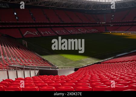 Bilbao, Biscaglia, Spagna - 12 aprile 2024 - interno dello stadio San Mamés, Athletic Club de Bilbao Foto Stock