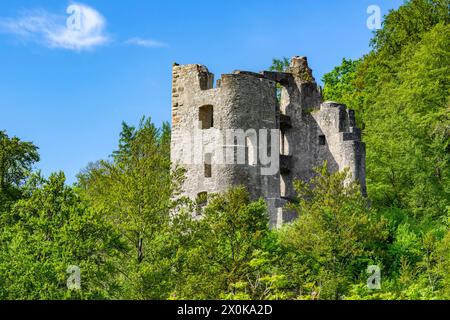 Bösingen - Herrenzimmern, rovine del castello di Herrenzimmern, castello dei baroni più tardi conti di Zimmern. Foto Stock