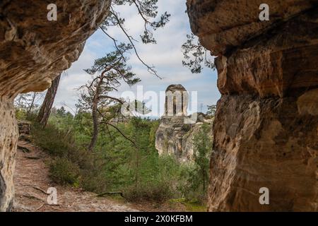 L'area rocciosa di Hruba Skala nella Svizzera boema. Foto Stock