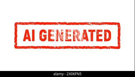 L'intelligenza artificiale ha generato il design di un timbro rosso. Adesivo con logo ai video. Il timbro rosso grunge è stato generato. Illustrazione Vettoriale