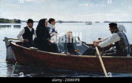 Convertiying the Child's Coffin (A Child's Funeral) è un dipinto del pittore finlandese Albert Edelfelt completato nel 1879.[1][2] Foto Stock