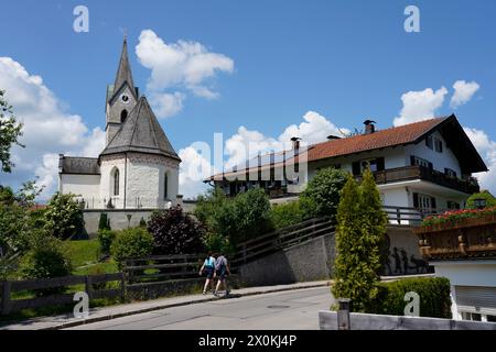 Germania, Baviera, alta Baviera, distretto di Traunstein, Chiemgau, Seebruck, chiesa parrocchiale di St Thomas e St. Stephan Foto Stock