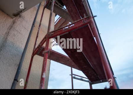 Cantiere, ponteggi, costruzione Foto Stock