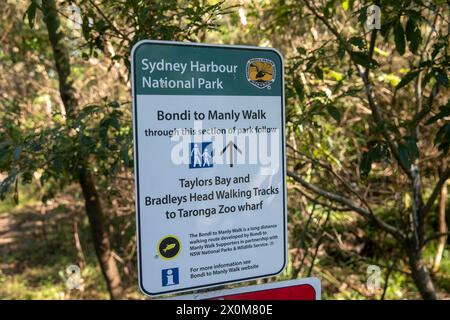 Parco nazionale del porto di Sydney, passeggiata costiera da Bondi a virile, direzione Taylors Bay, Bradleys Head e Taronga Zoo Wharf, Sydney, NSW, Australia Foto Stock