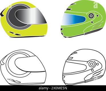 icona del casco per il vettore motociclistico design semplice Illustrazione Vettoriale