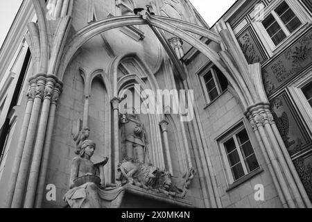 Memoriale di Mattia Corvino a Szekesfehervar, Ungheria. Foto Stock