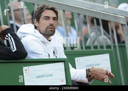 Jeremy Chardy, allenatore della Francia Ugo Humbert durante il giorno 6 del Rolex Monte-Carlo 2024, evento di tennis ATP Masters 1000 il 12 aprile 2024 al Monte-Carlo Country Club vicino Monaco a Roquebrune Cap Martin, Francia Foto Stock