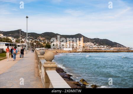 Promenade a Sitges, Spanien Sitges Katalonien Spanien *** Promenade a Sitges, Spagna Sitges Catalogna Spagna Foto Stock