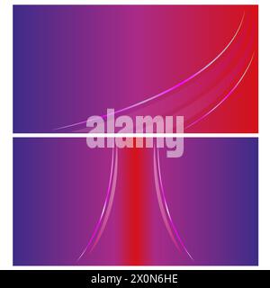 Modello di disegno biglietto da visita sfondo a forma d'onda rossa viola astratta con spazio vuoto per il testo. Illustrazione Vettoriale