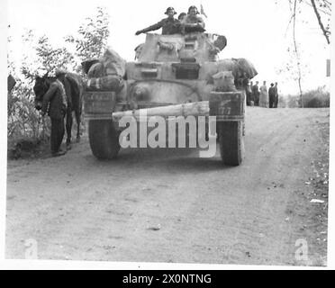 ITALIA: OTTAVA BATTAGLIA ARMYRIVER SANGRO - la nuova Zelanda Divisional Cavalry, equivalente ad un'unità di ricognizione, sale alle posizioni Sangri con le loro pesanti carrozze corazzate. Negativo fotografico, British Army Foto Stock