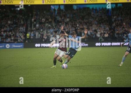 Sydney, Aus. 13 aprile 2024. Sydney, Australia, sabato 13 aprile 2024 Sydney FC vs Western Sydney Wanderers - ALeague (uomini) presso Allianz Stadium sabato 13 aprile 2024, Sydney, Australia. (Patricia Pérez Ferraro/SPP) credito: SPP Sport Press Photo. /Alamy Live News Foto Stock