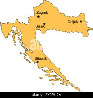 Mappa della Croazia illustrazione vettoriale ikon design semplice Illustrazione Vettoriale