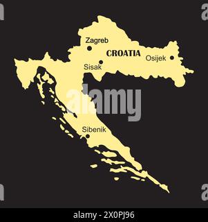 Mappa della Croazia illustrazione vettoriale ikon design semplice Illustrazione Vettoriale
