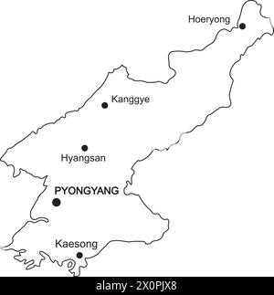 Disegno del simbolo dell'illustrazione vettoriale della mappa del paese della Corea del Nord Illustrazione Vettoriale