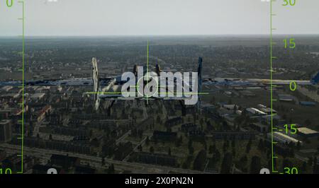 Addestramento sul simulatore di volo. Cabina di pilotaggio di un simulatore di volo per aerei da caccia. Foto Stock