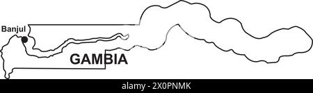 Mappa del Gambia illustrazione vettoriale icona design semplice Illustrazione Vettoriale