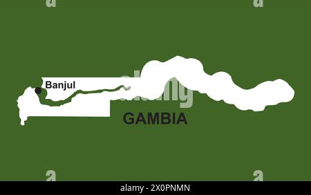 Mappa del Gambia illustrazione vettoriale icona design semplice Illustrazione Vettoriale