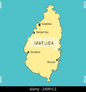 Vettore cartografico di Santa Lucia isolato su sfondo bianco. Illustrazione Vettoriale